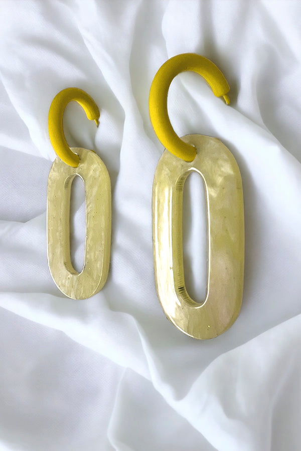 Oval Accetate Semi Hoop Link Earring