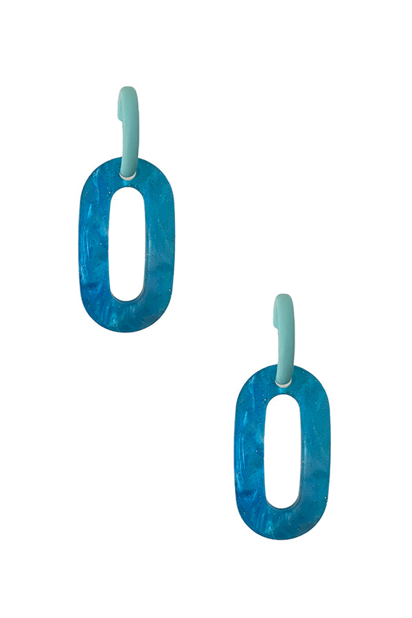 Oval Accetate Semi Hoop Link Earring