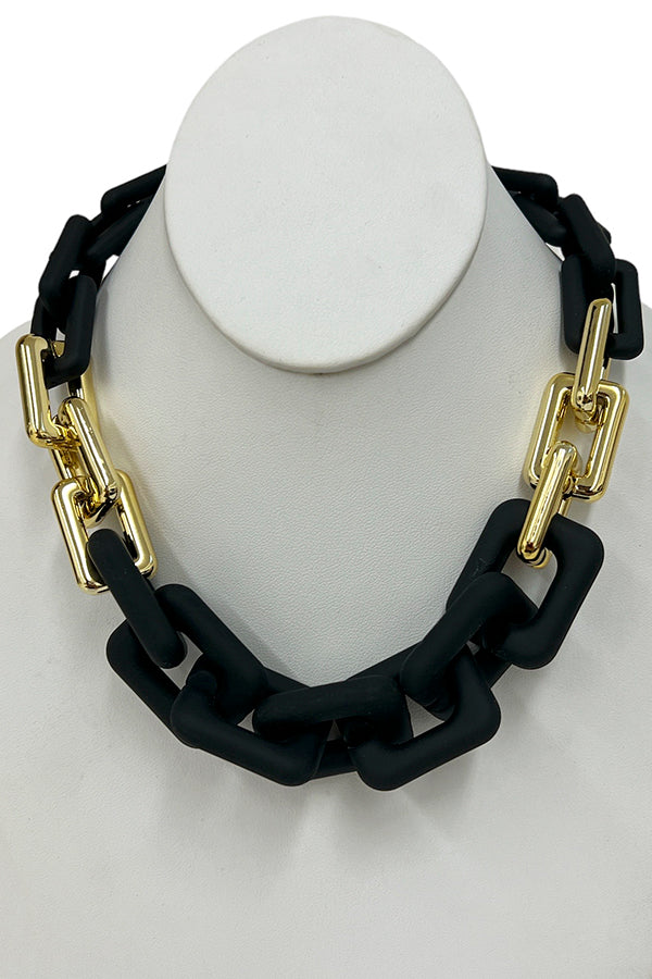 Coated Chain Like Necklace Set