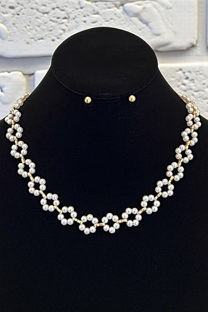 PEARL FLORAL LINK NECKLACE SET