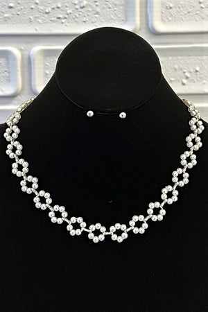 PEARL FLORAL LINK NECKLACE SET