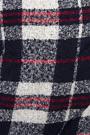 PLAID PRINT FRINGE TRIM RUANA