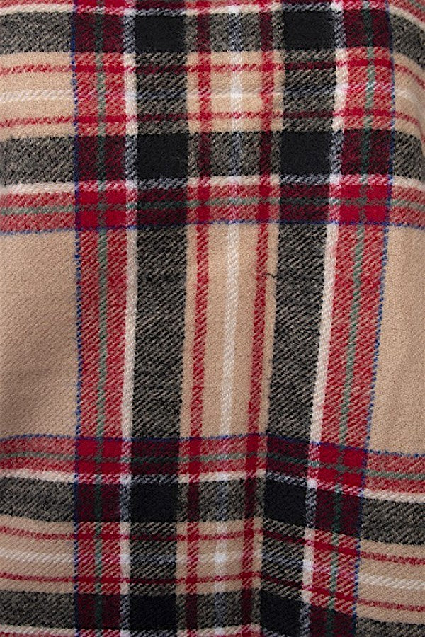 PLAID PRINT TASSEL TRIM OBLONG SCARF