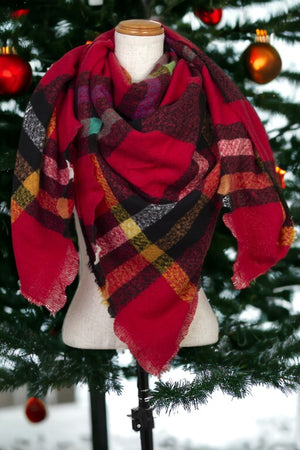 Plaid Pattern Blanket Scarf