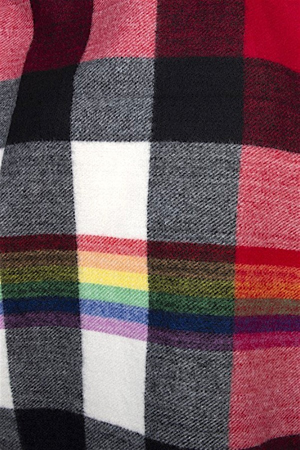 COLOR BLOCK FRINGE OBLONG SCARF