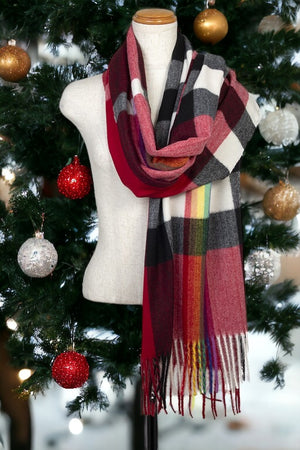 Color Block Fringe Oblong Scarf