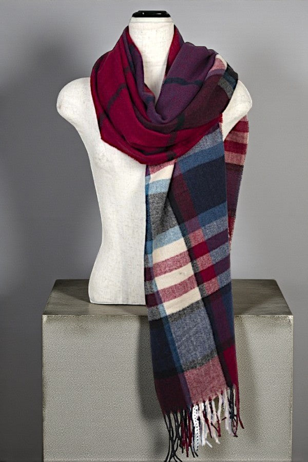 COLOR BLOCK TASSEL END LARGE SCARF