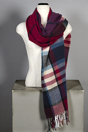 COLOR BLOCK TASSEL END LARGE SCARF