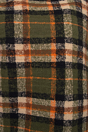 CHECKERED PATTERN FRINGE TRIM OBLONG SCARF