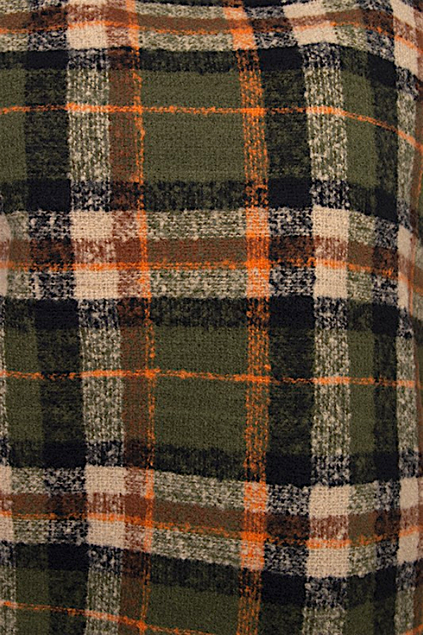 CHECKERED PATTERN FRINGE TRIM OBLONG SCARF