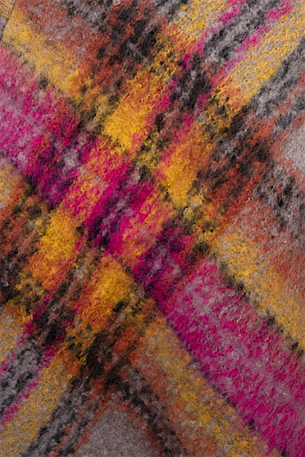 PLAID PATTERN HEATHER COZY LONG PONCHO