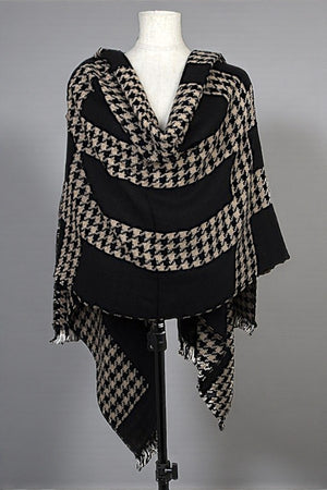 TWO TONE KNIT FRINGE END OBLONG SCARF