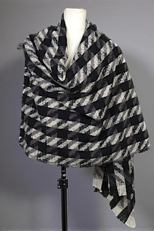HOUNDSTOOTH PRINT OBLONG SCARF