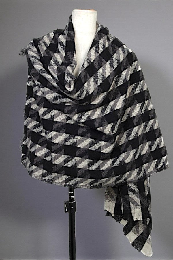 HOUNDSTOOTH PRINT OBLONG SCARF