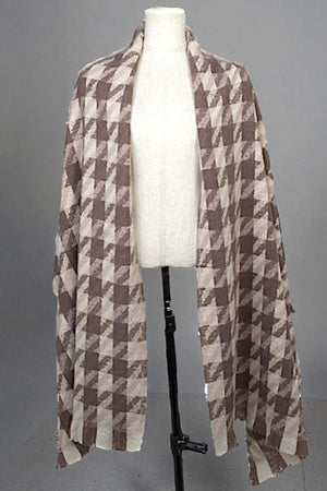 HOUNDSTOOTH PRINT OBLONG SCARF