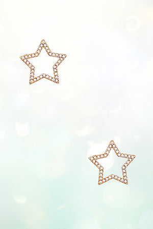 CZ GEMSTONE PAVE STAR POST EARRING