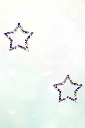 CZ GEMSTONE PAVE STAR POST EARRING
