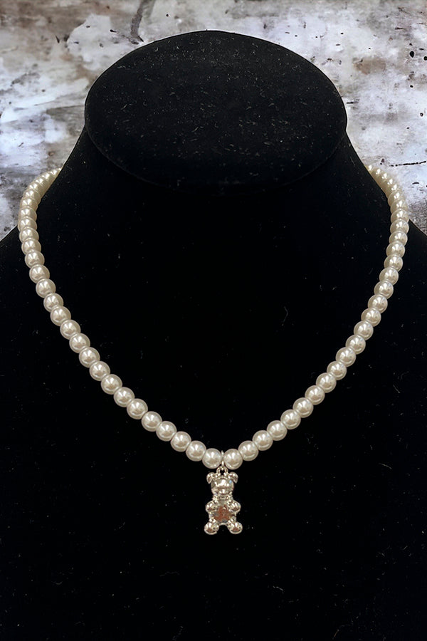 Pearl Teddy Pendant Necklace