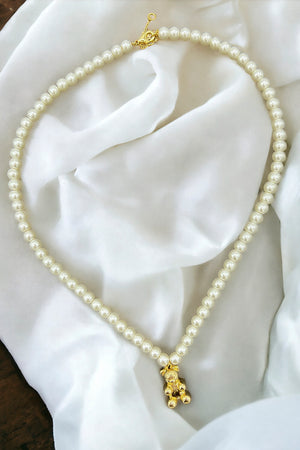 Pearl Teddy Pendant Necklace