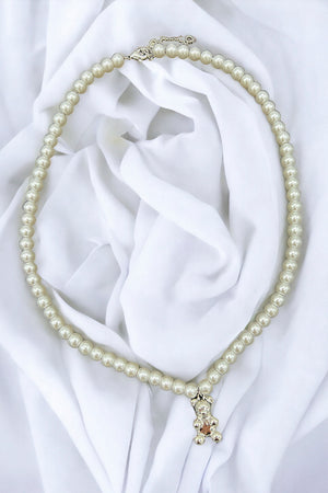 Pearl Teddy Pendant Necklace