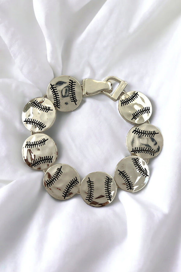 Hammered Baseball Link Bracelet