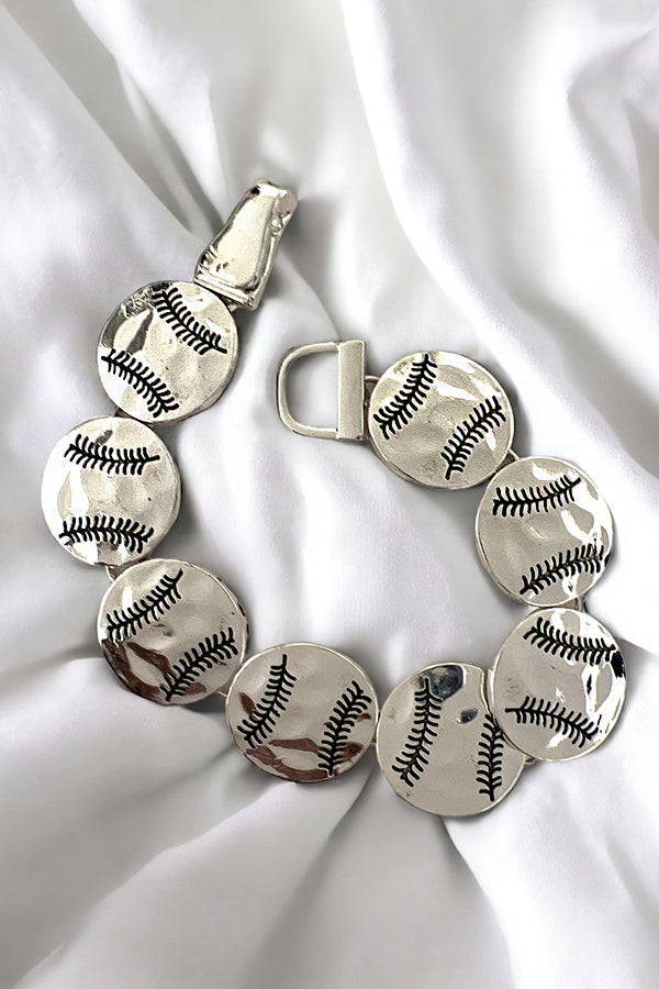 Hammered Baseball Link Bracelet