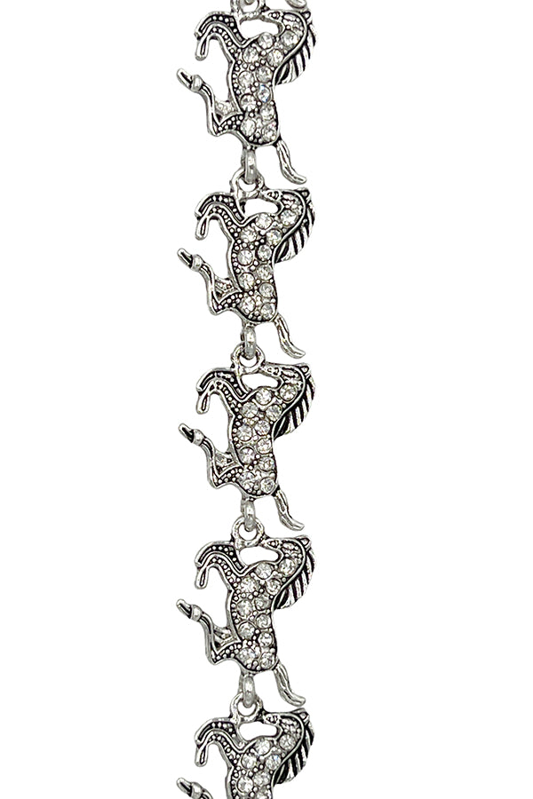 Gem Pave Horse Link Bracelet