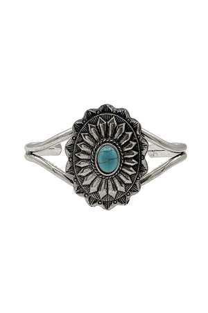 Oval Concho Detail Cuff Bracelet