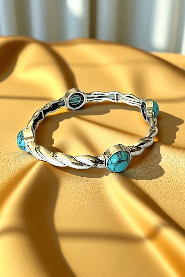 TQ GEM ACCENT SLIM METAL TWIST STRETCH BRACELET