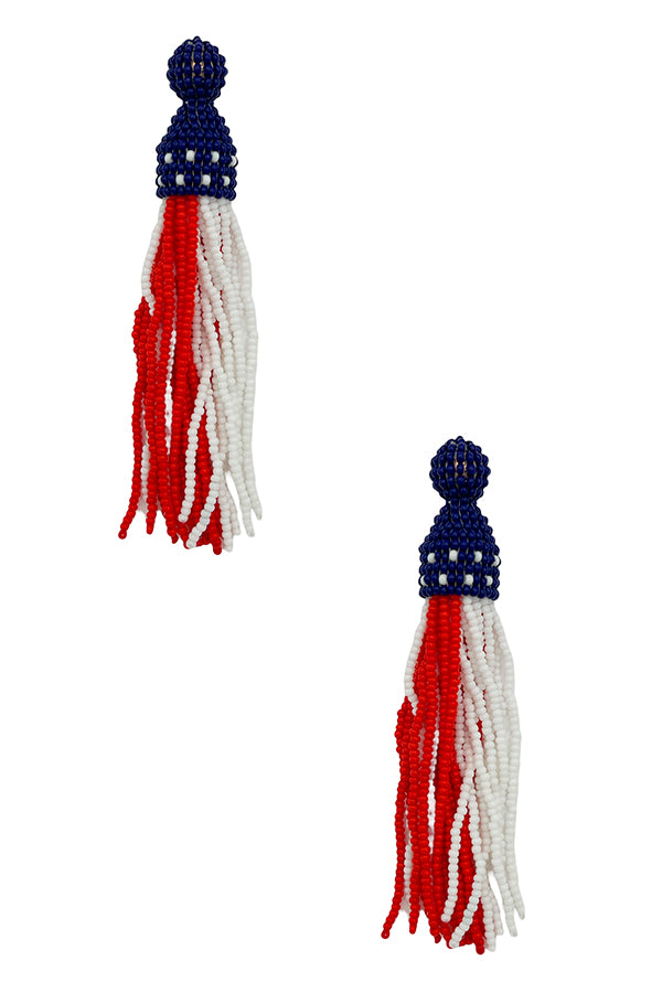 Tassel Patriotic Flag Dangle Earring