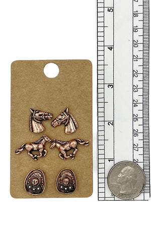 Western Horse Mix Earring Set