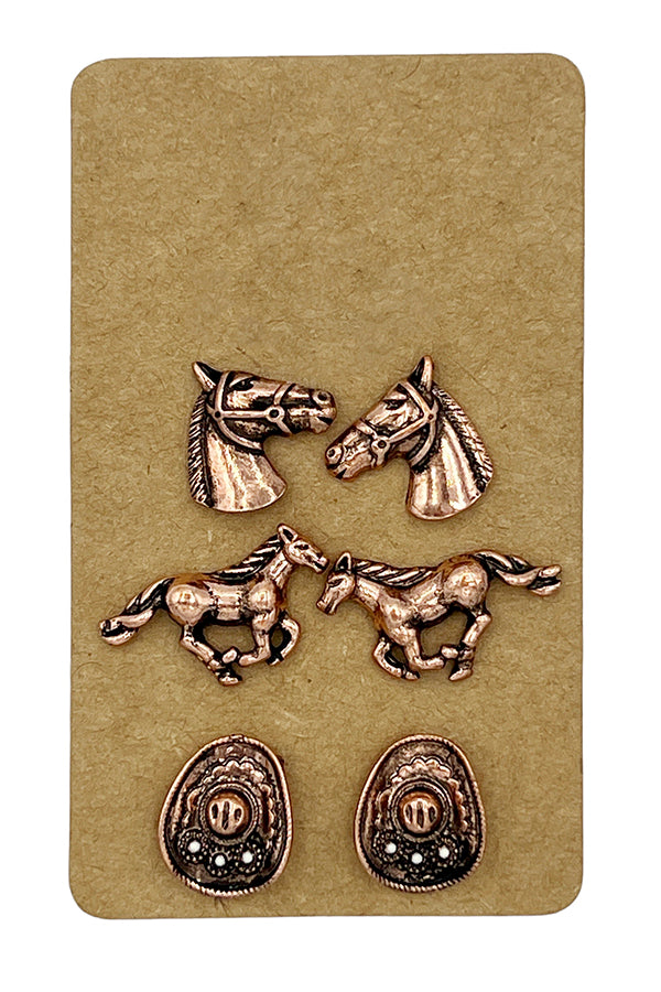 Western Horse Mix Earring Set