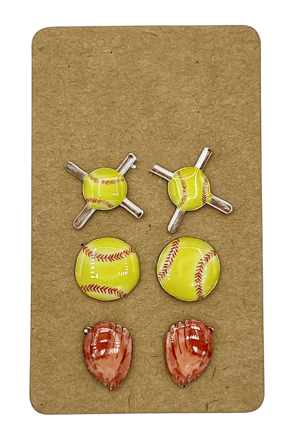Softball Post Earring Set