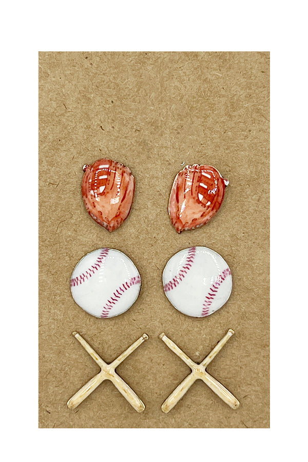 Baseball Post Earring Set