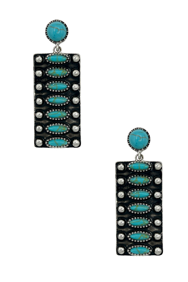 Rectangular Gem Pave Drop Earring