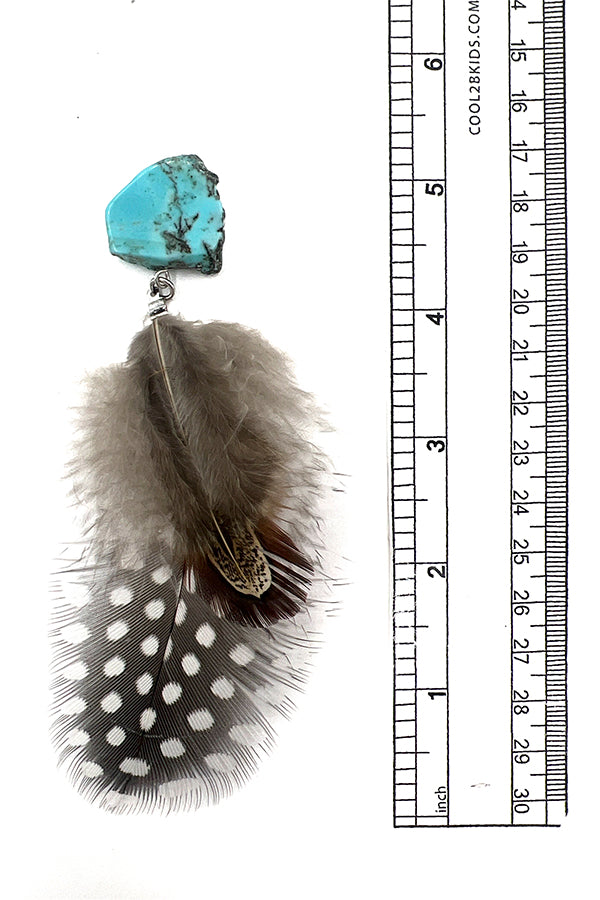 Cracked Gemstone Feather Dangle Earring