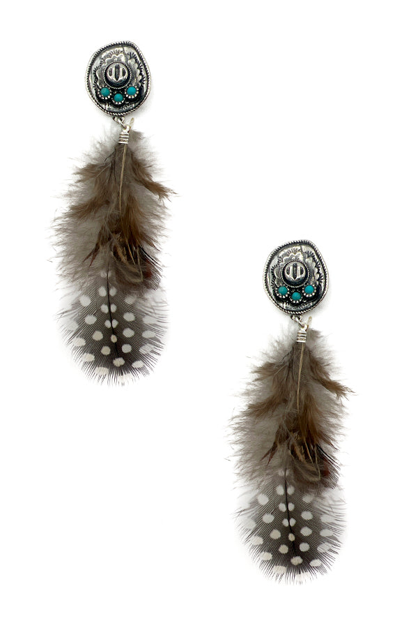 Cowboy Hat Feather Dangle Earring