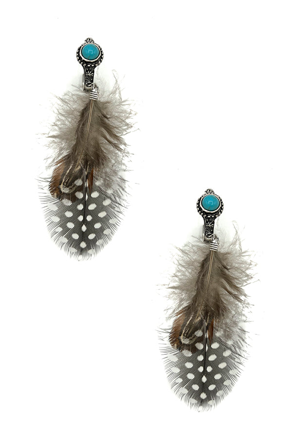 Feather Fringe Hoop Dangle Earring