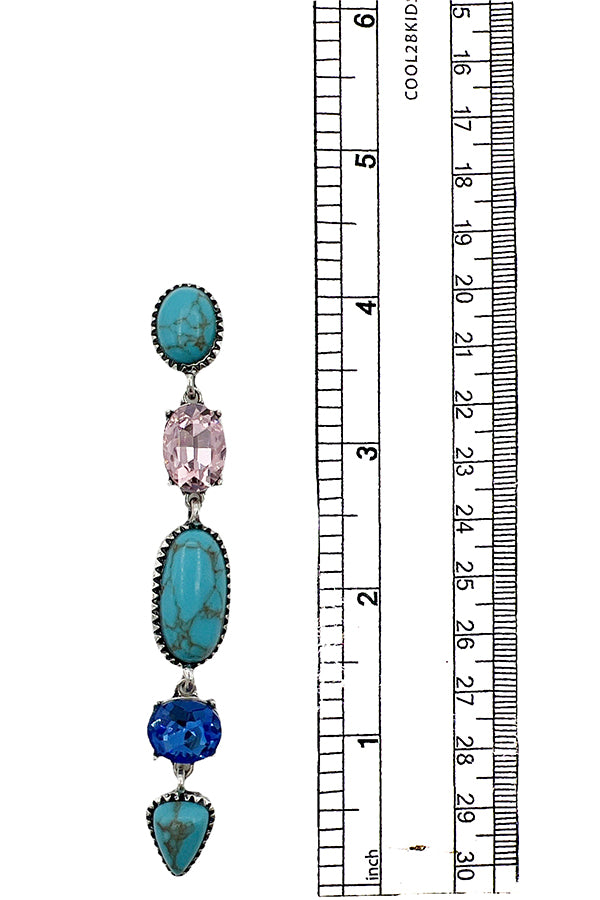 Crystal Gemstone Framed Dangle Earring