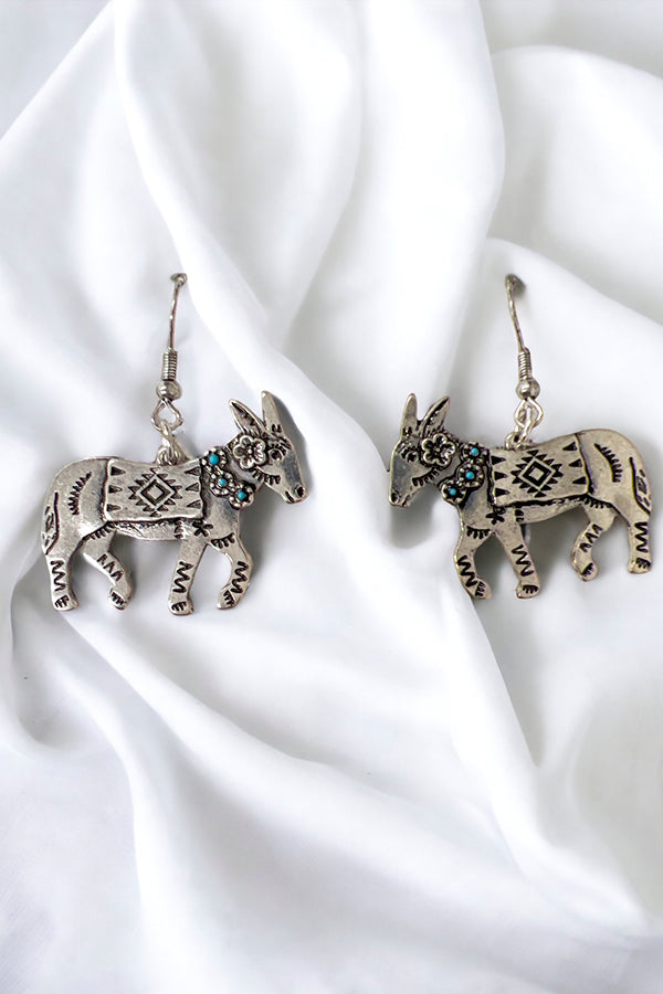 Donkey Etched Dangle Earring