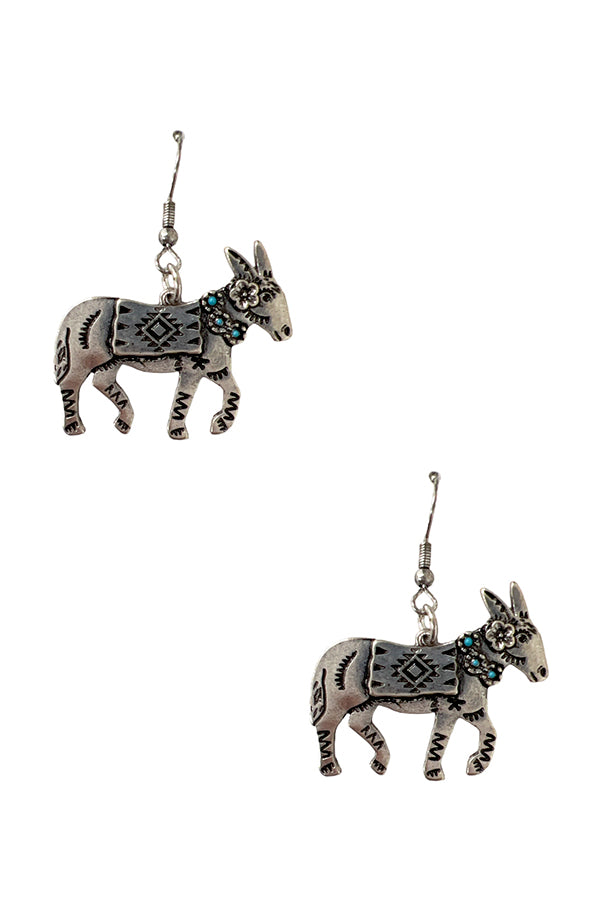 Donkey Etched Dangle Earring