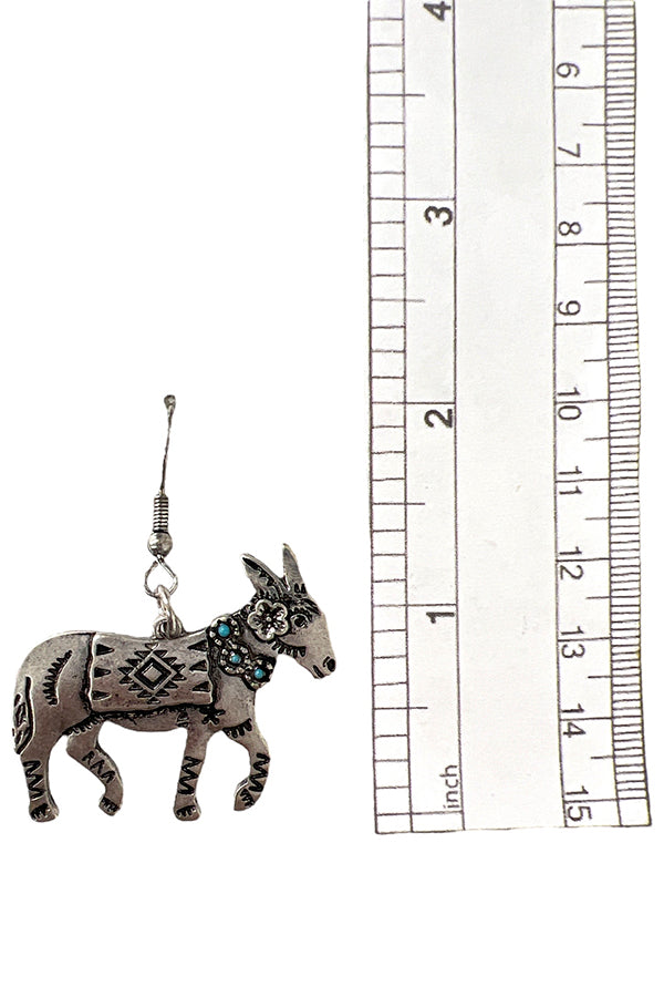 Donkey Etched Dangle Earring