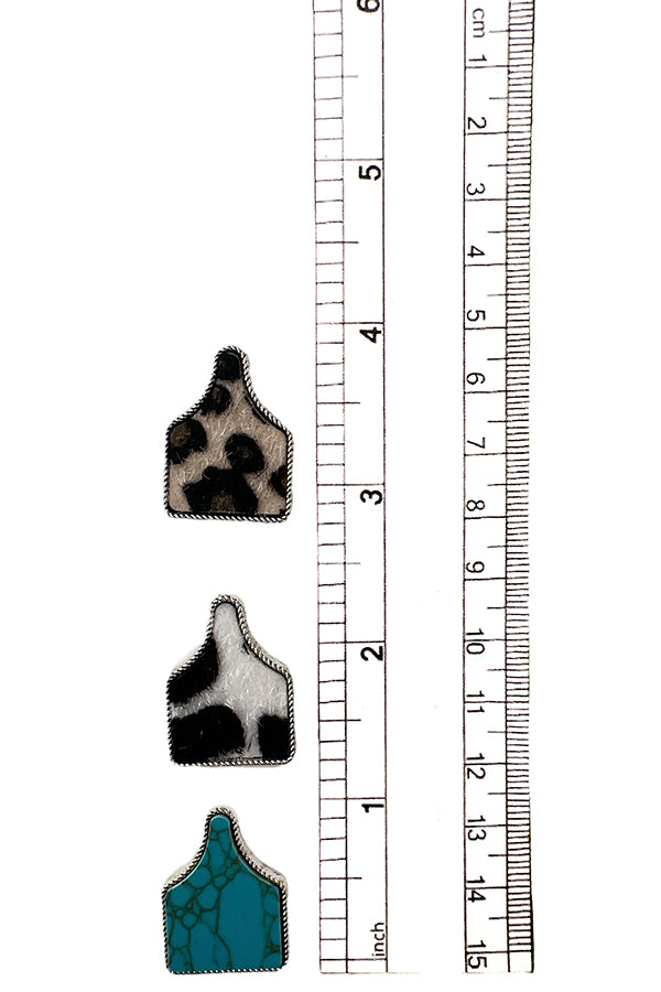 Cattle Tag Animal Print Post Earring Set