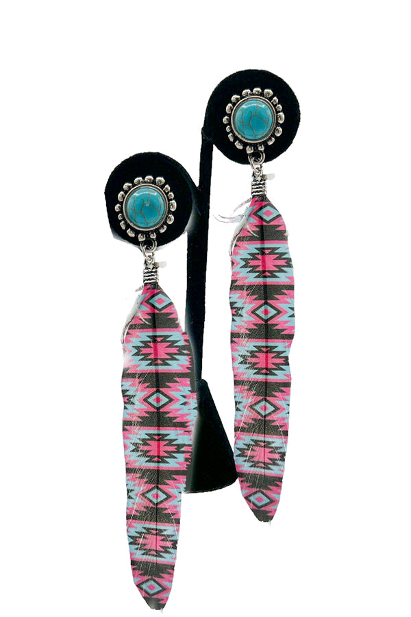 Western Detail Feather Drop Earring