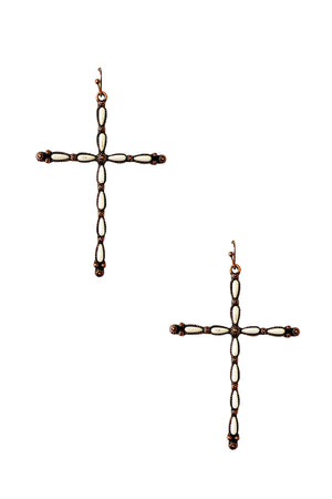 Gem Cross Accent Drop Earring