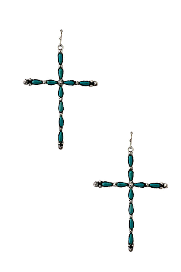 Gem Cross Accent Drop Earring