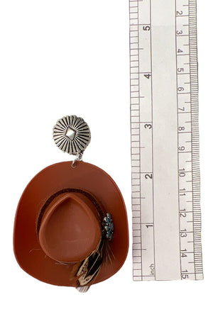 Feather Cowboy Hat Dangle Earring