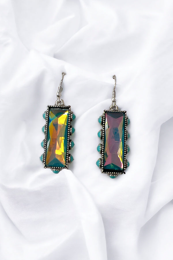 Faceted Gem Bar Drop Earring