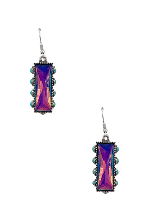 Faceted Gem Bar Drop Earring