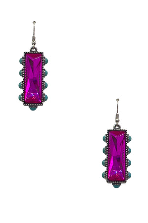 Faceted Gem Bar Drop Earring